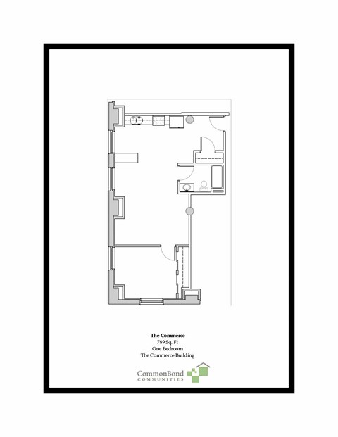 A floor plan of The Conference 785 S 3rd Floor One Bedroom The Conference Building.